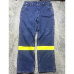 Carhartt FR Jeans Men's 38x34‎ Dungaree Fit Blue Work Safety Visibility  FRB13